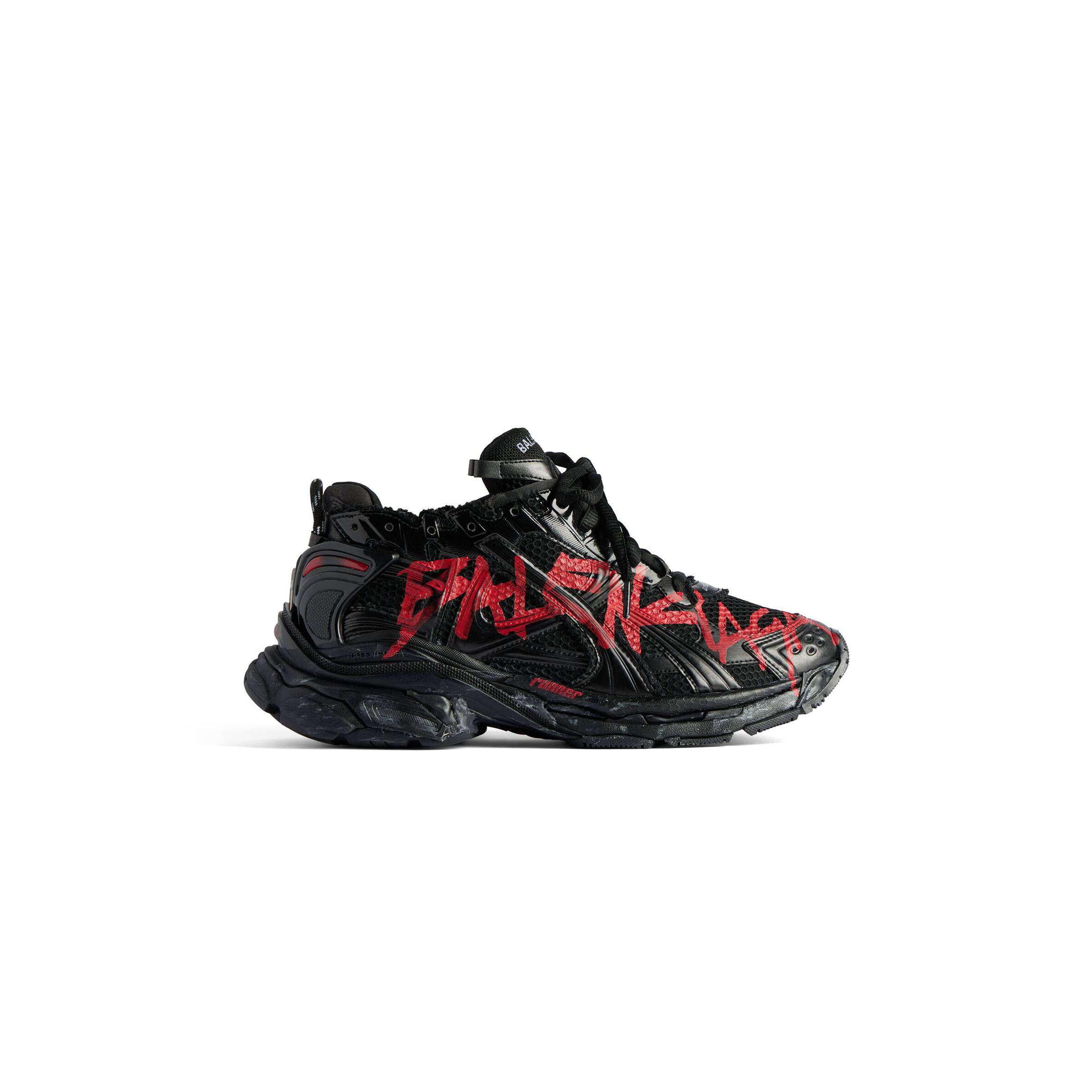 Ba*len*cia*ga men''s runner graffiti sneaker in black